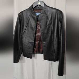 Sleek Black Leather Jacket for Women